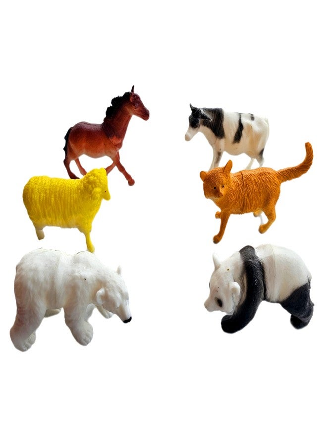 SSKR Animal Figure Toy Set of 6 Pcs | Farm & Jungle Animal Figure Playsets | Birthday & Return Gifts for Kids (Big Size Farm & Jungle Animals) - Image 3